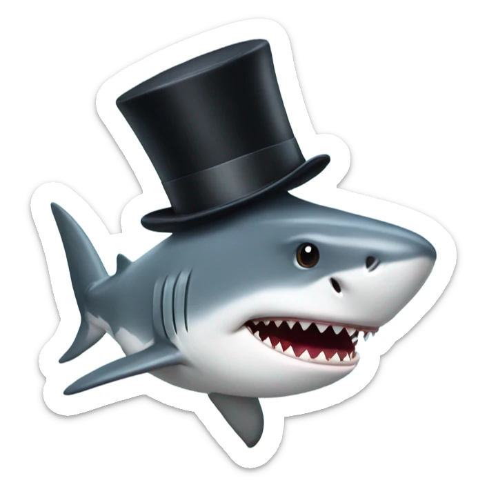 Shark with a top hat sticker