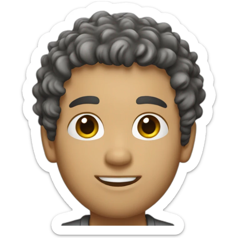 A white man with curly low fade hair style and he is wear a shert sticker