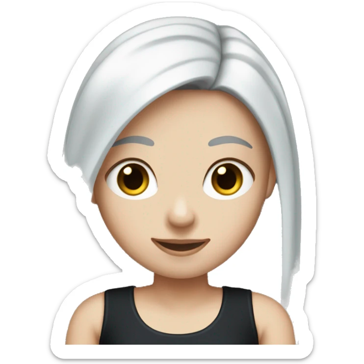 white girl with long straight dark blue hair wearing black tank top sticker