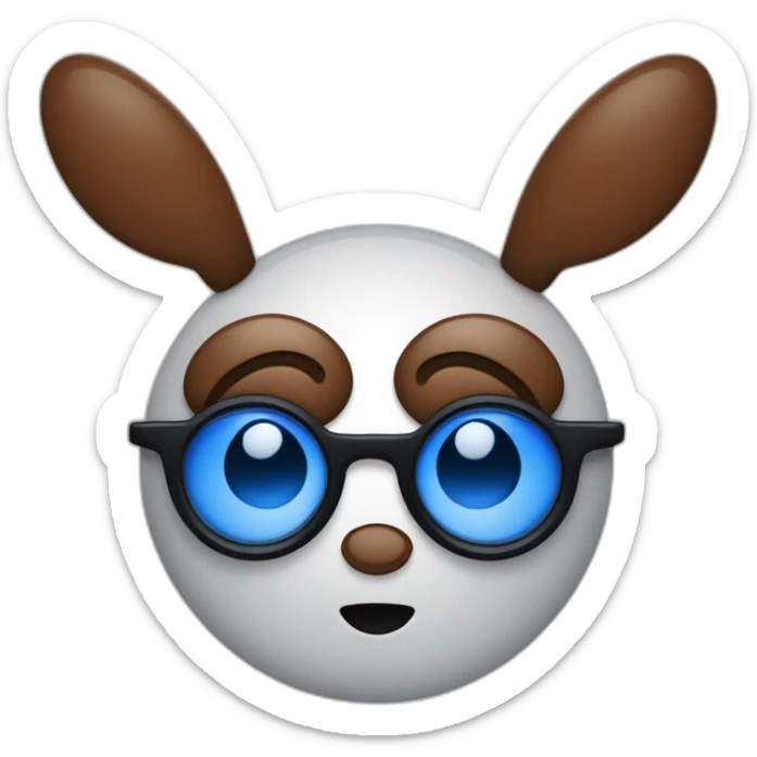 Une araignée qui porte des lunettes marrons avec deux yeux ronds bleus style kawaï sticker