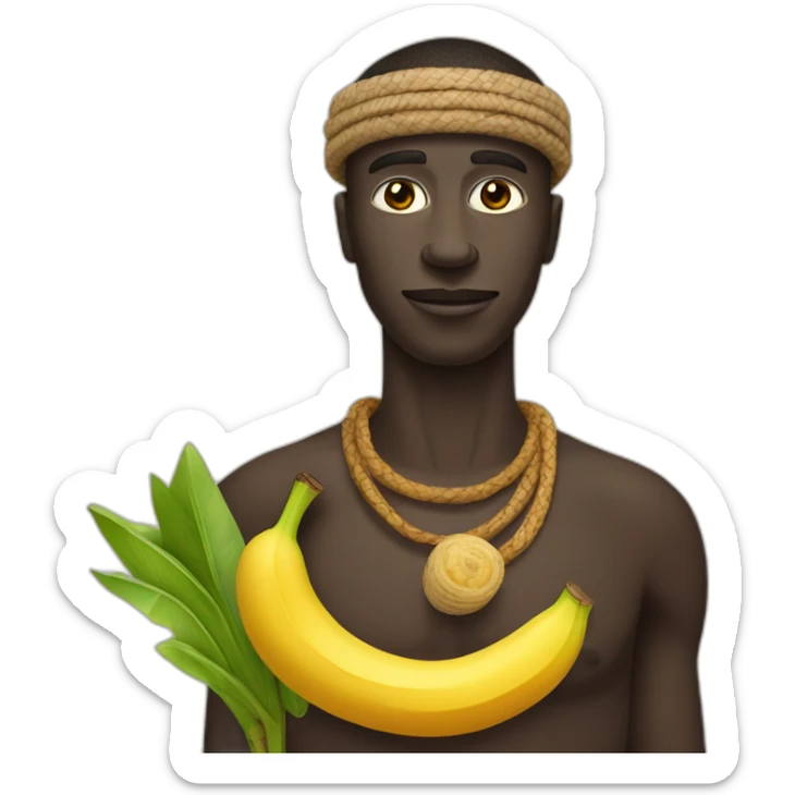 Un homme d’une tribu africaine avec une banane sticker
