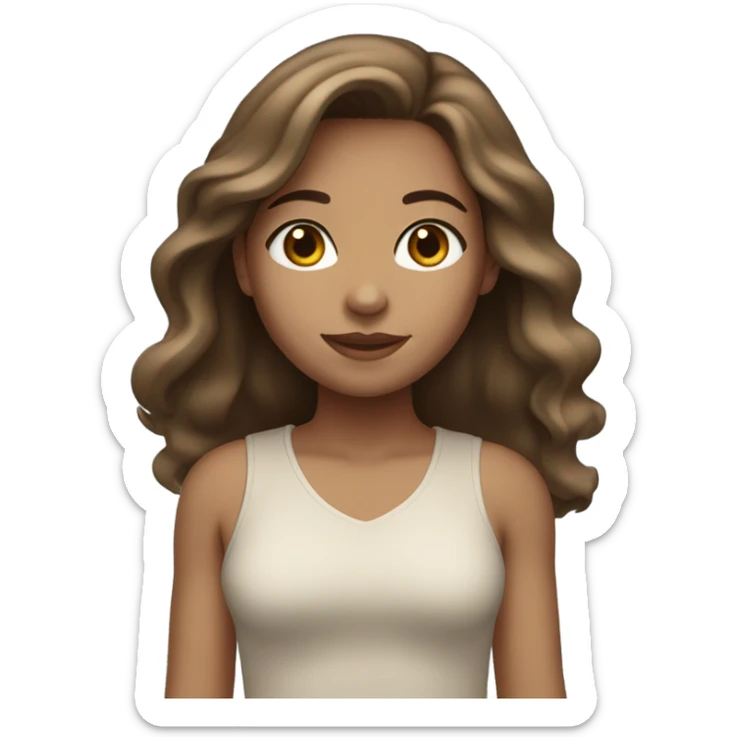 Girl with light tan skin, blue eyes, and brown hair up to her shoulders  sticker