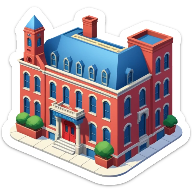 Isometric exterior doctor strange sanctum Santorum in Greenwich village, the avengers sticker