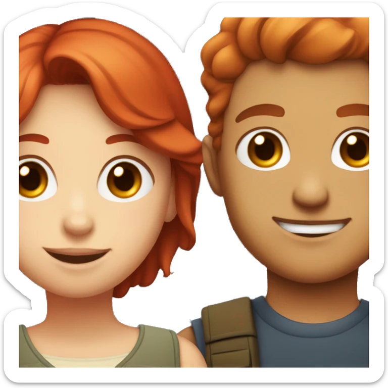 Girl with red hair and her boy friend  sticker