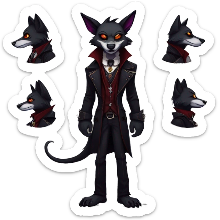 cool edgy dark vampiric animal fursona by griffsnuff & LiLaiRa & Falvie with badass colors and a collar full body sticker