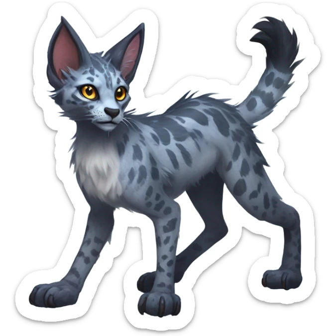 Feral Rare Fantasy Vernid-Trico-species by LiLaiRa, random markings, tufted tail, tufted ears, full body sticker