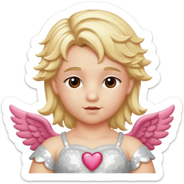 Cupid, God of Love from Gods and Goddesses with long blond hair, ivory sequin outfit sticker