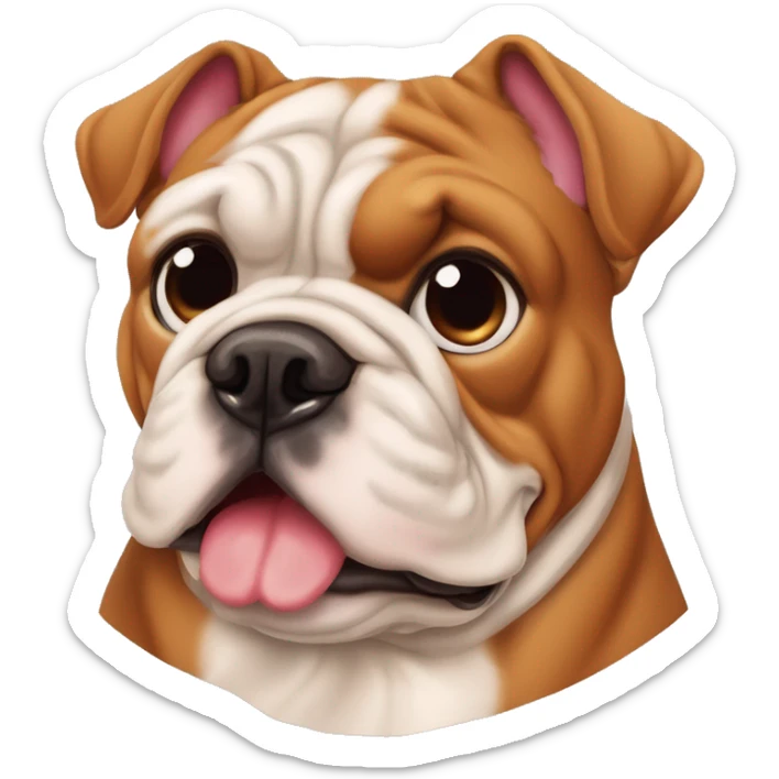 família de um bulldog francés e um pinscher um pai careca uma mae com cabelo ondulado uma menina com cracois uma bebe com caracóis e um menino com cabelo curto ondulado sticker