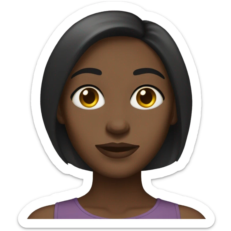 Dark brown woman large almond eyes straight dark brown hair sticker