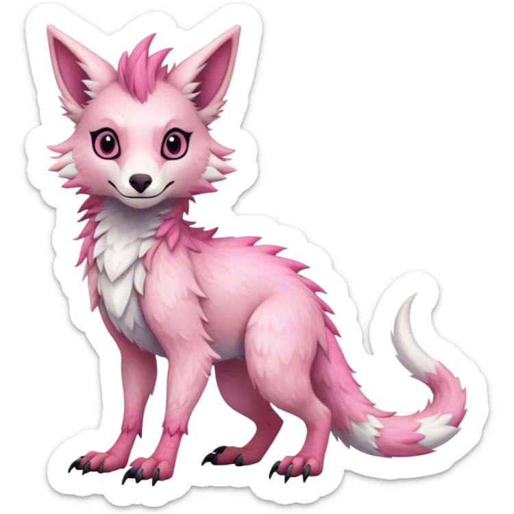 Feral Rare Fantasy cute pastel pink Vernid-Sergal-Trico-species by LiLaiRa, markings, full body, 4 legs sticker