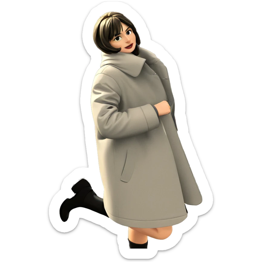 girl in coat at night sticker
