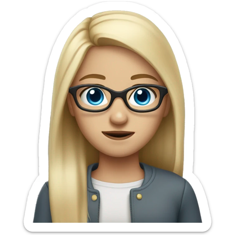 girl with straight blond hair, blue eyes and glasses. And she looks brave sticker
