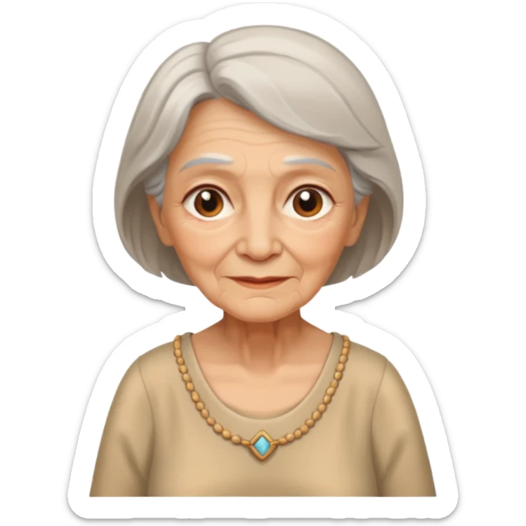 In medieval fairy tales, a kind and amiable grandmother who did not wear jewelry sticker