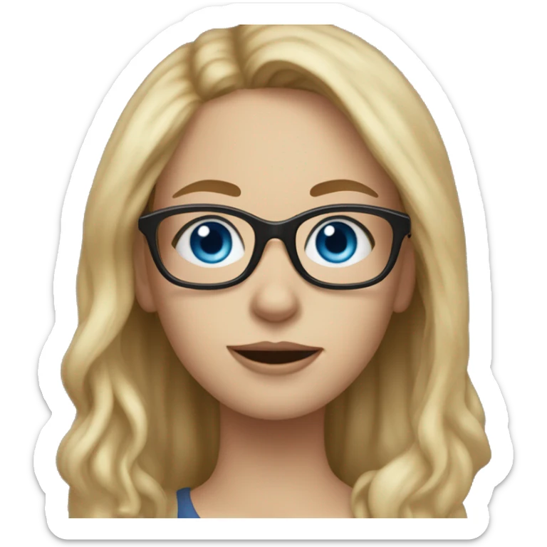 girl with dirty blonde hair blue eyes and glasses with dog i sticker