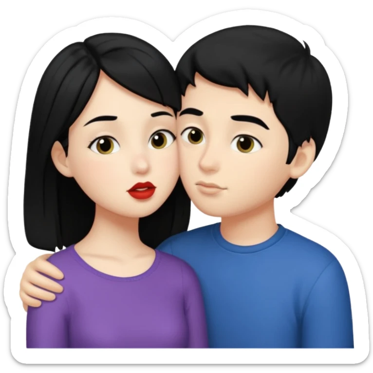 kiss a girl and boy from black hair  sticker