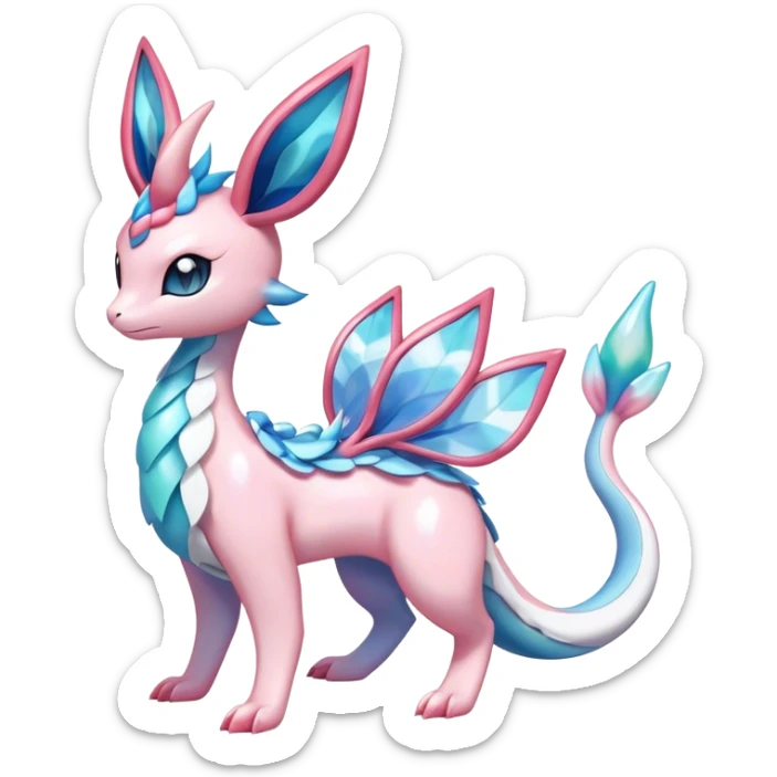 Shiny Cute Milotic-Sylveon-Glaceon-Vaporeon-Dragonair-Pokémon-hybrid-fusion full body sticker