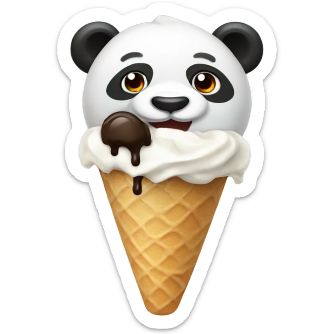 Panda eating ice cream sticker