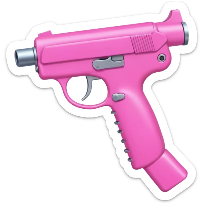 Image of only a hand Holding a pink gun. The nails should be pink too sticker