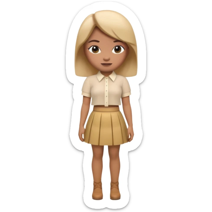 A 3D cartoon outfit with a blouse and skirt arranged together, clean background, natural light, realistic Memoji-style look. Negative : Characters. sticker