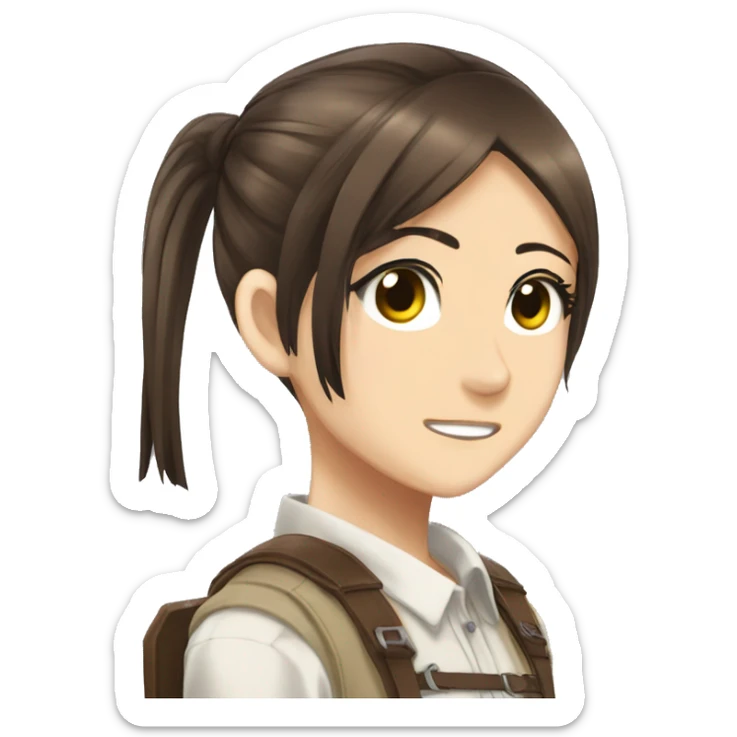 Sasha Braus brown hair hair in a ponytail anime attack on titan sticker