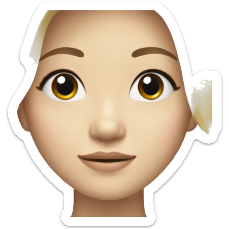 blonde long hair, white skin color asian woman, from shoulders, make one emoji, make her face small sticker