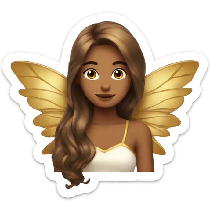 big wings, Beautiful, fairy, gold, brown, long hair sticker
