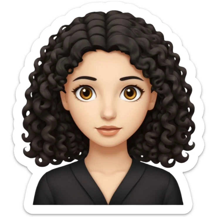 Arab woman with curly black hair and white girl with wavy light brown shoulder-length hair and slightly sloping brown eyes sticker