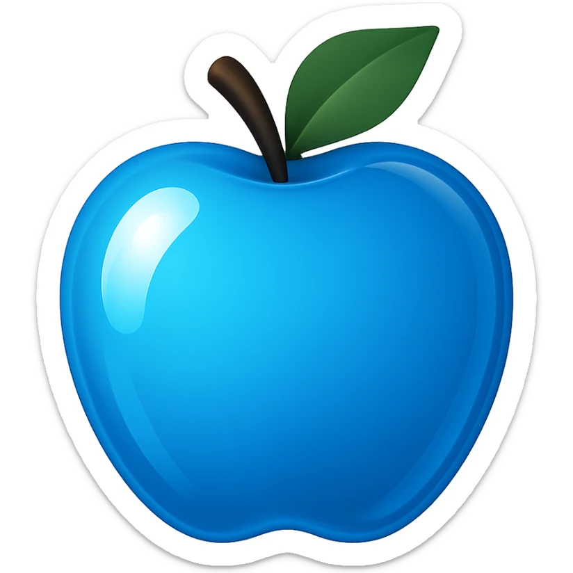 Make the blue part more vibrant and glass glossy, no symbols, no sword, in apple emoji style. sticker