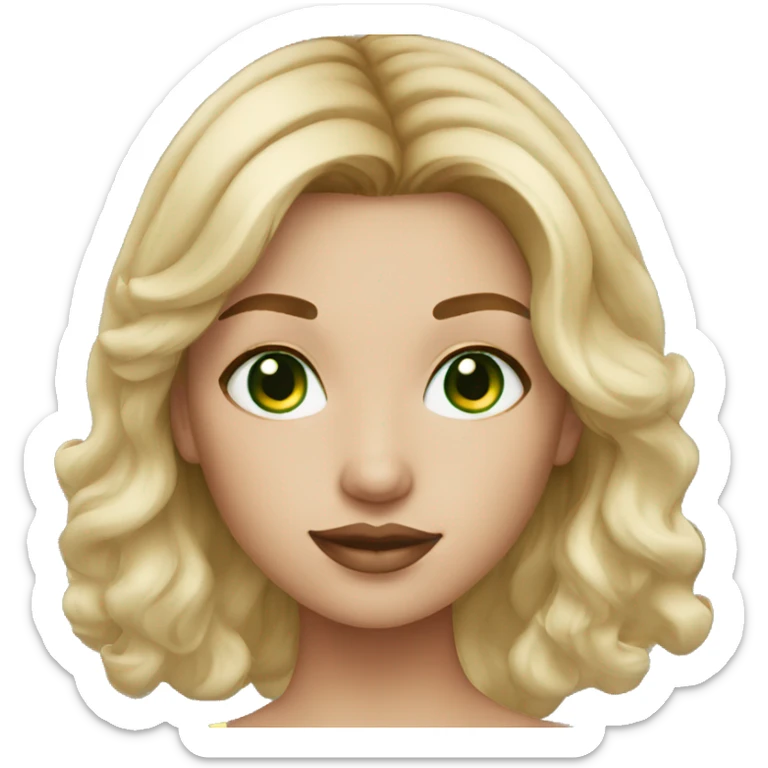 woman green eyes, blonde ombré hair with freckle sticker