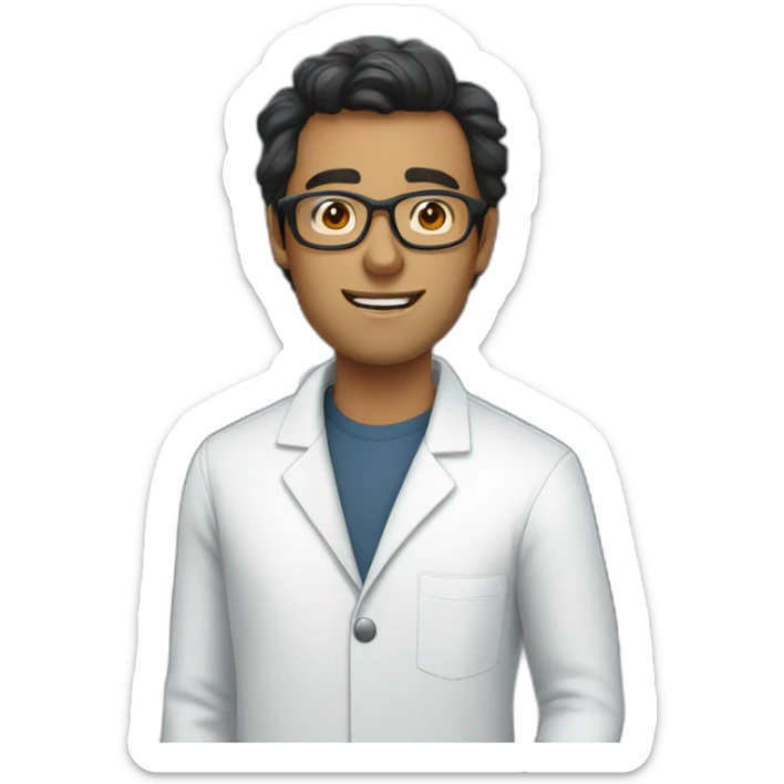 White man dark hair wearing glasses in a chemistry lab  sticker