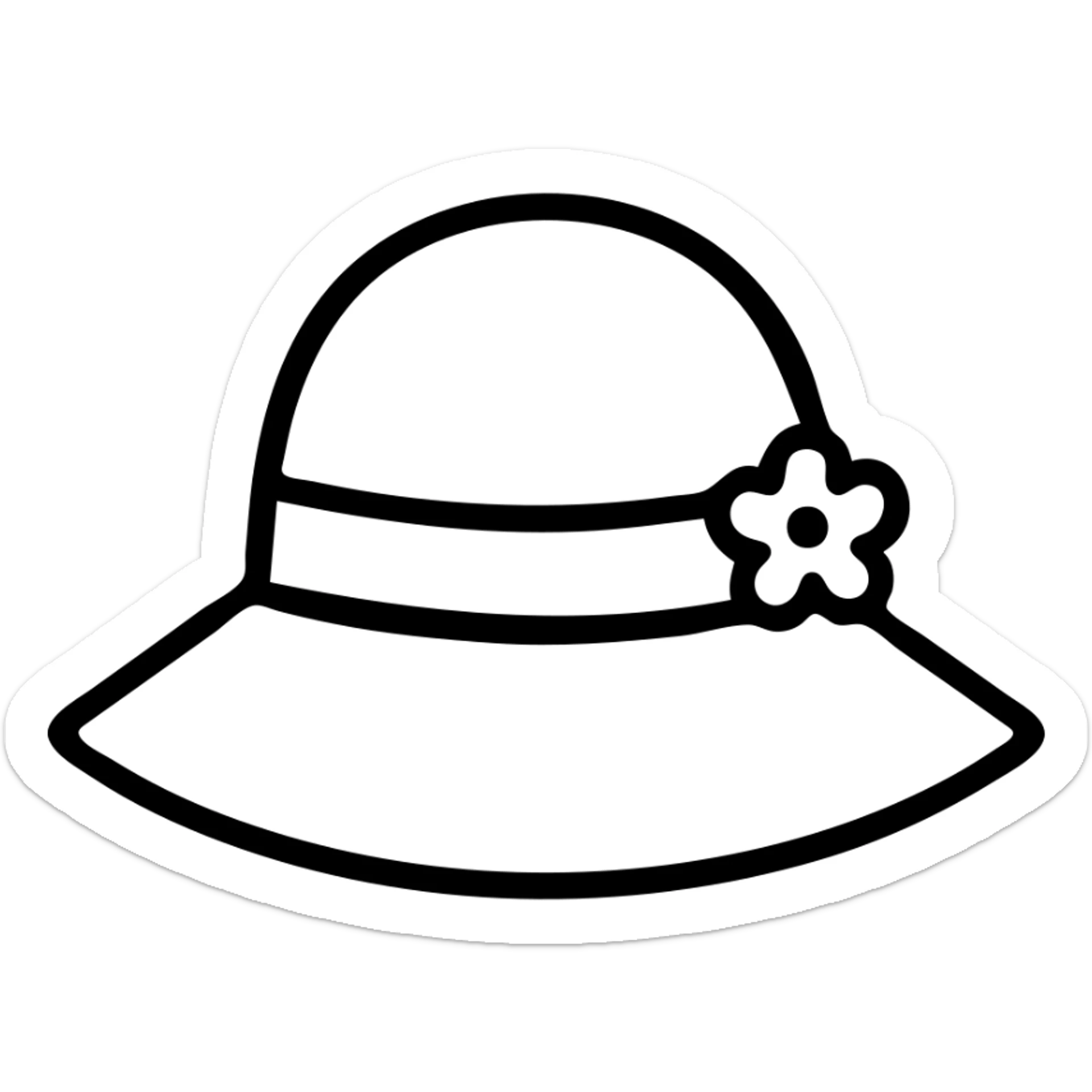 simple Sophie hat icon inspired by Howl's Moving Castle, minimalist and bold, clean black outlines, no fill, modern icon style sticker