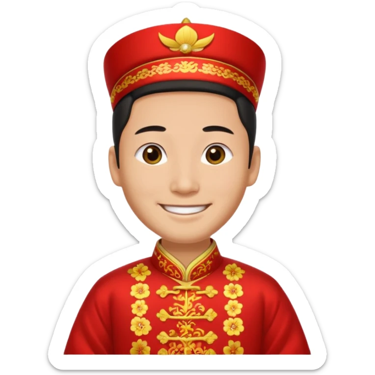 Chinese groom, traditional, culture of chinese, smiley on face. sticker
