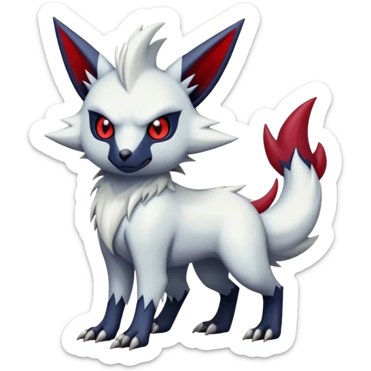 Vampiric feral emo dark Zangoose-Absol-Noibat-Fakémon-hybrid-creature (full body) sticker