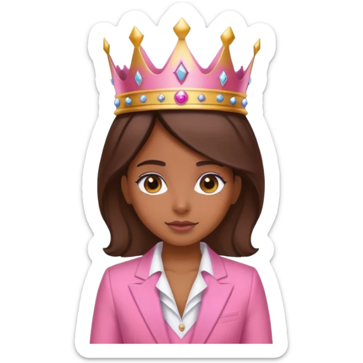 Brune girl pink suit crown sticker