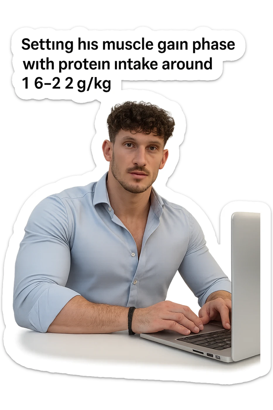 Uomo che imposta la sua fase di massa a proteine intorno 1.6 - 2.2g per kg sticker