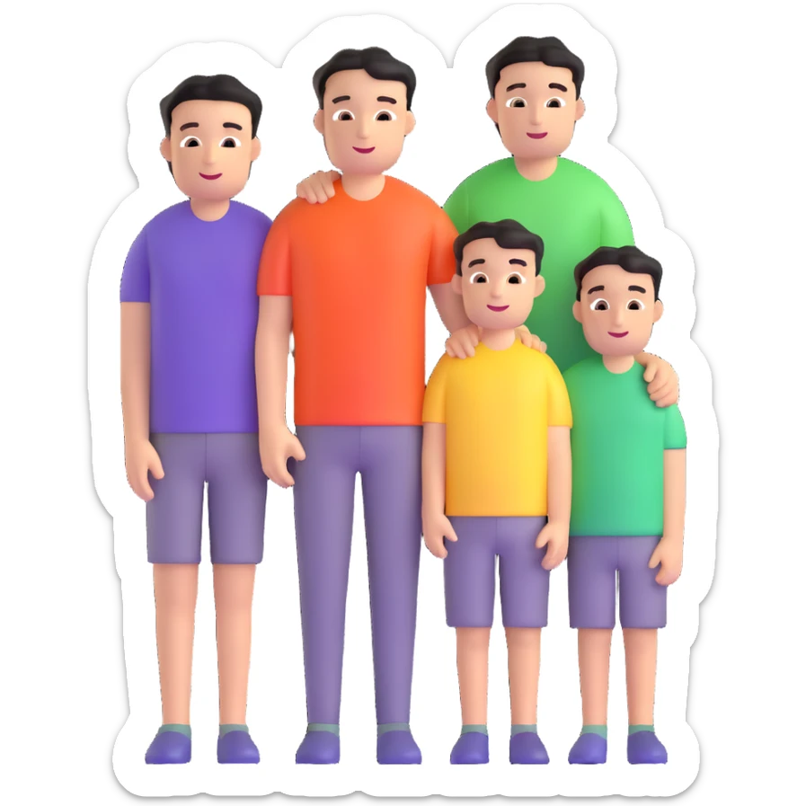 heterosexual couple with two boys sticker