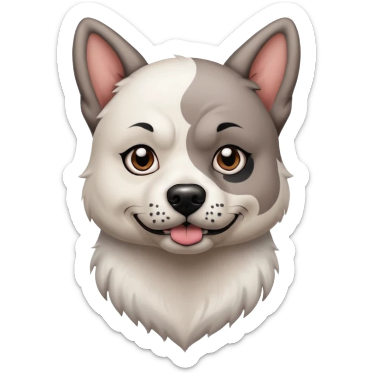 tattooed dog with heavy face tattoes, white dog and piercings sticker