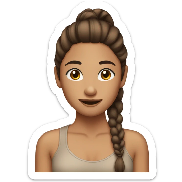 Tan girl with long brown hair in ponytail and eyelashes  sticker