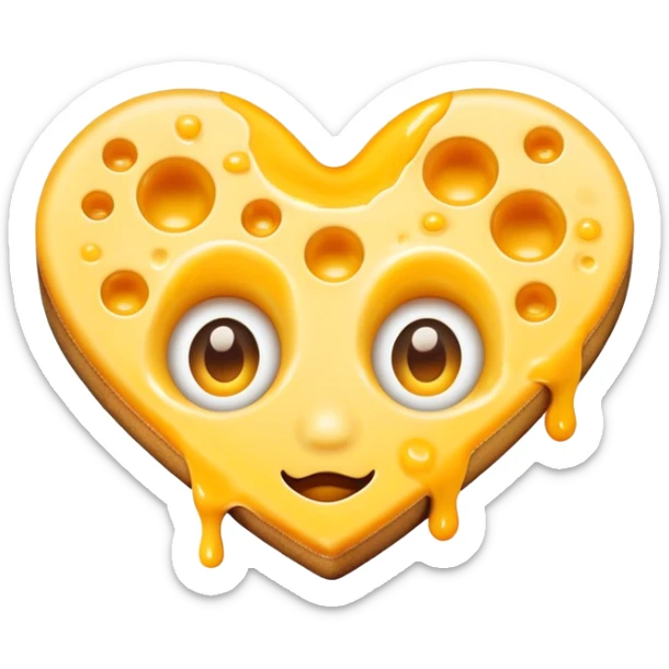 i want a heart eye emoji but instead if the hearts i want it to be cheese  sticker