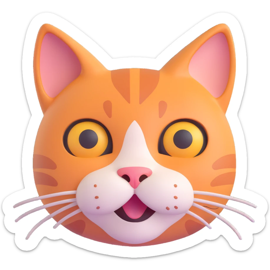 cute and trendy emote of a cat face with a human body, playful pose, clear background sticker