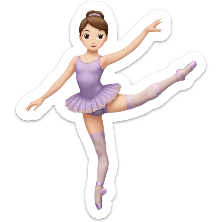 Ballet dancer in over the knee socks, leotard and long brown hair sticker