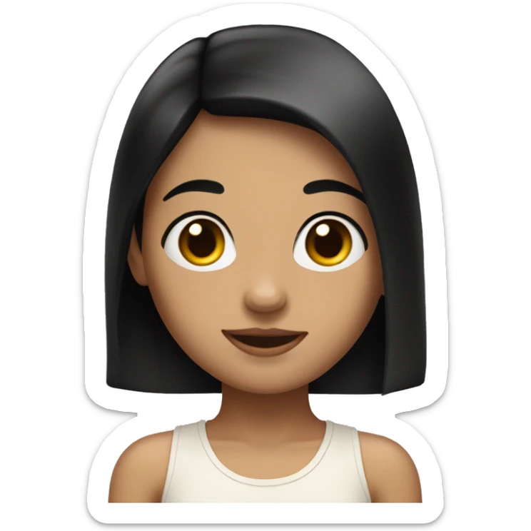 a girl w black hair not so light but not so tan skin with red heart eyes  sticker