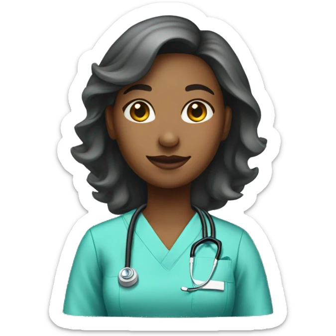 Female african american healthcare worker wearing scrubs facing left full body sticker