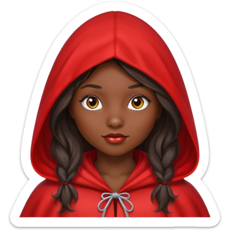 Little red riding hood African American with black with straight long wavy hair and long eyelashes  sticker
