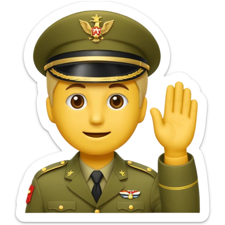 Eine salutierenden Emoji (Hautfarbe: gelb ) in Armee Klamotten männlich salutierend sticker