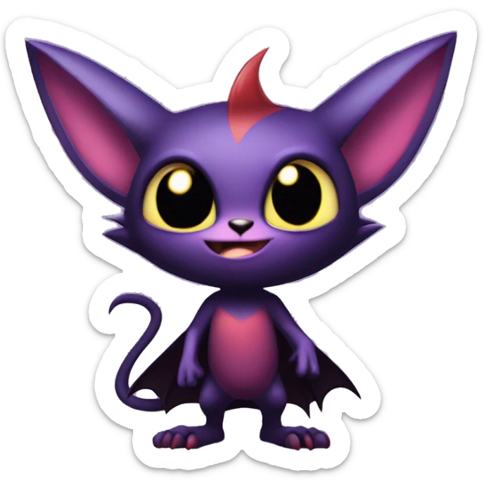  Anthro Kawaii Edgy Cool Vampiric Demonic Beautiful Noibat-Litten with big Bat Ears full body sticker