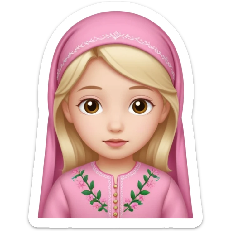 Cute little girl wearing pink clothes and feeling calm poster with Ghabali design sticker