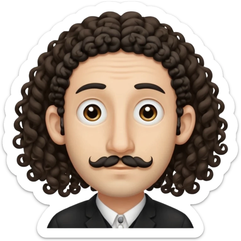 jewish jew man's face, wearing a tiny black kippah and 2 curly long hair strands near the ears, big nose, only face, no body, no mustache sticker