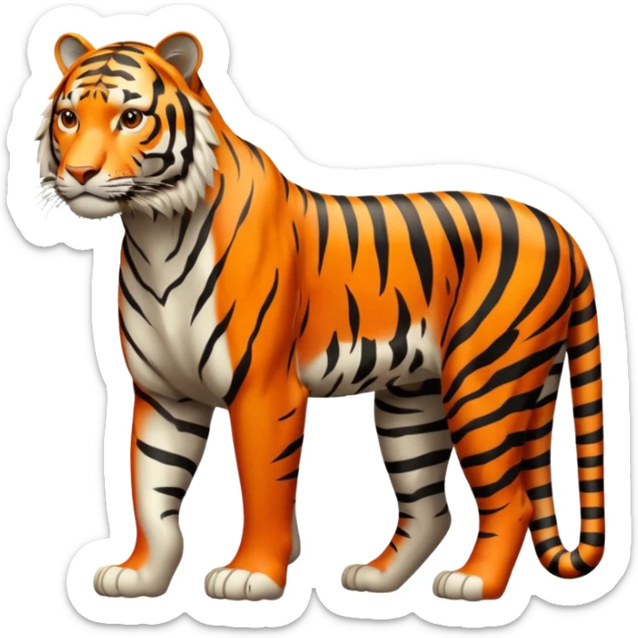 Create a single emoji of a Tiger in full body, shown at a slight side angle in a natural, characteristic pose. stylized like an emoji, but clearly recognizable.  sticker