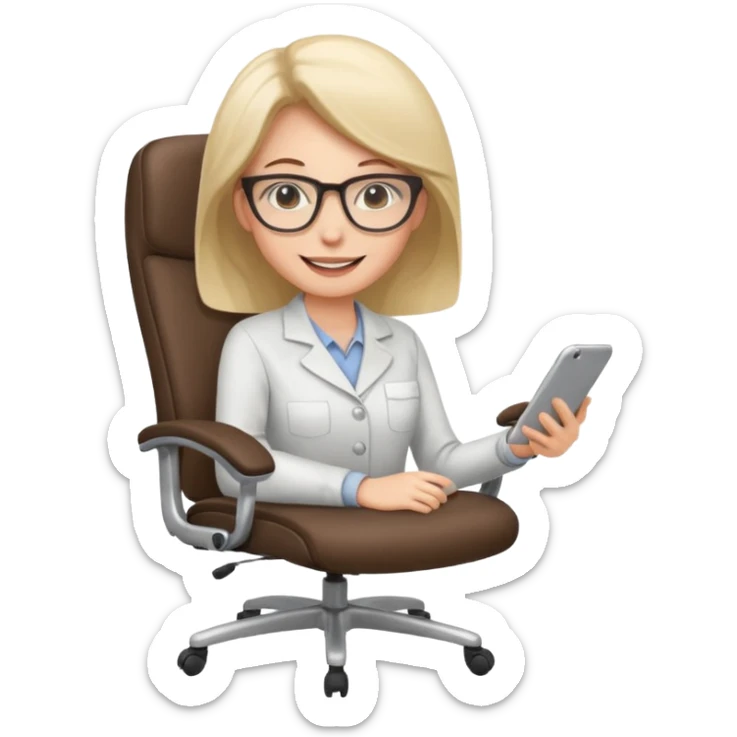 Feeling relaxed and happy at office for woman with a smile on face and with a calm attitude , aligned in a working chair sticker